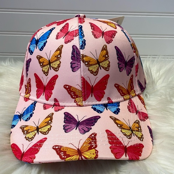 Butterfly 🦋 Pink with Multicolored Butterflies Baseball Cap - Picture 2 of 12